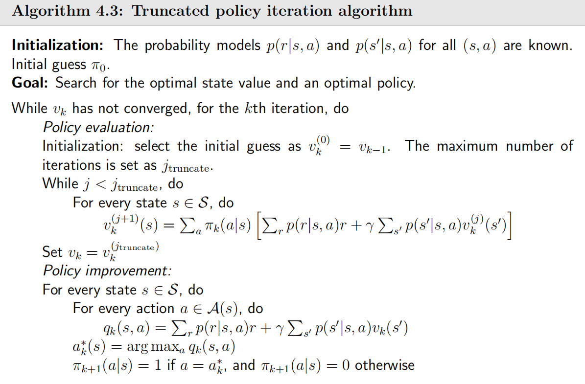 Truncated policy iteration