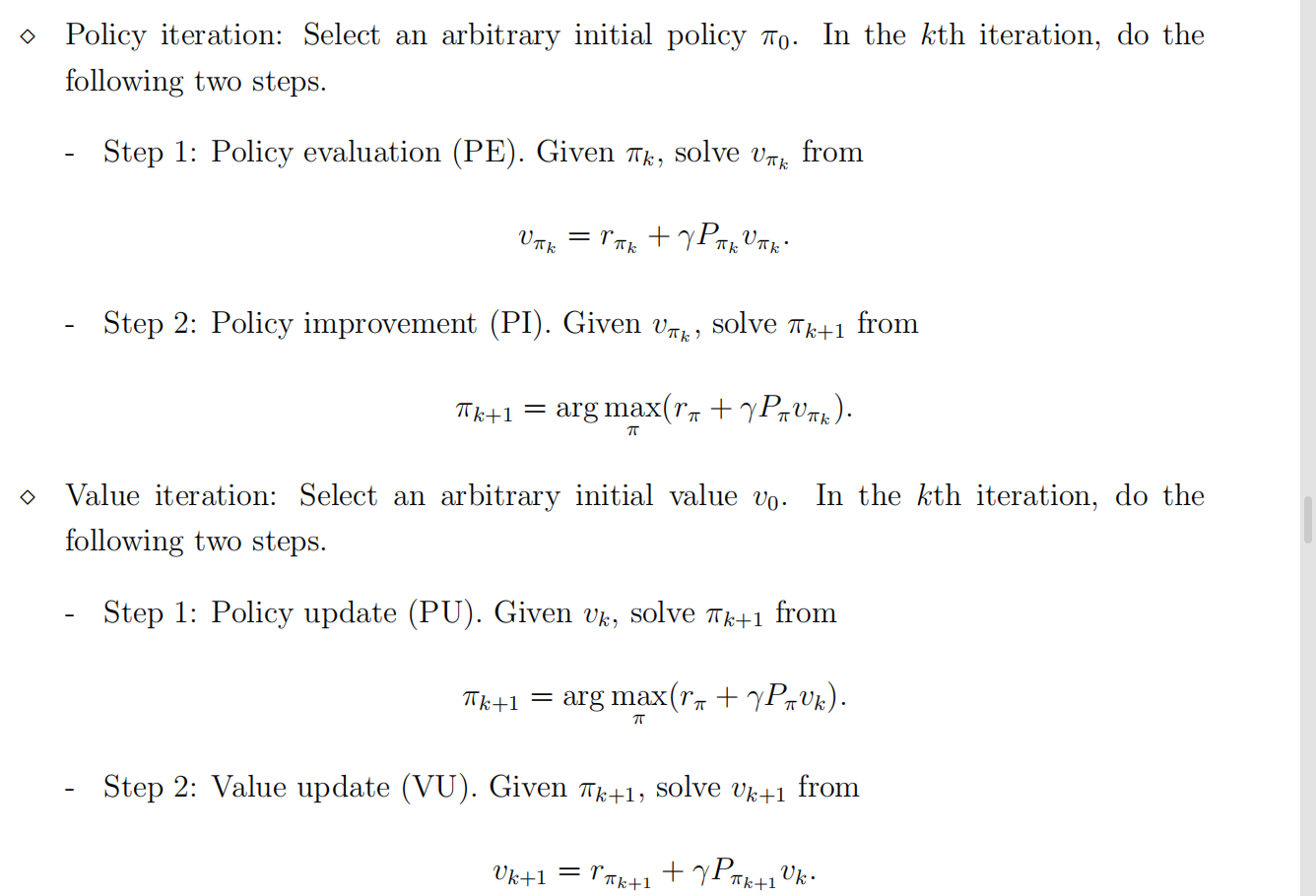 Policy iteration and value iteration
