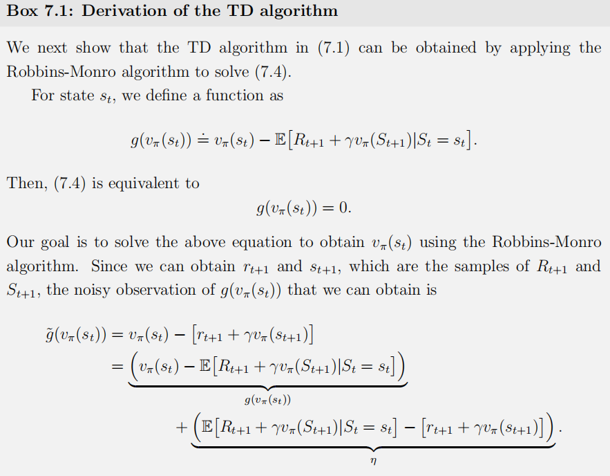 Temporal-difference algorithm derivation 1